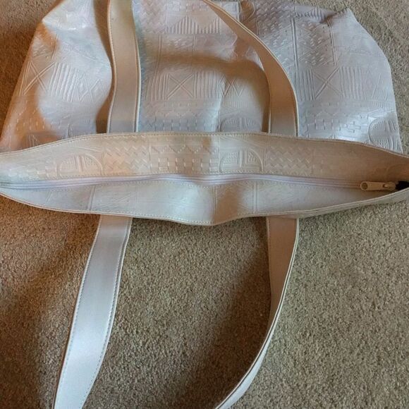 VTG Danieli Large White Geometric Tote Beach Bag - Picture 7 of 7